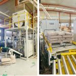 15KG Puidust pelletid kaaluvad täitmine kottidesse Kaubaaluste liin on tarnimiseks valmis